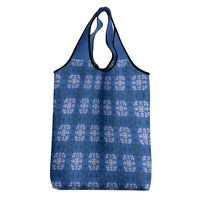 Royal Blue Hawaiian Quilt Grocery Bag Hawaii Pineapple Monstera Palaka Motifs - Polynesian Pride