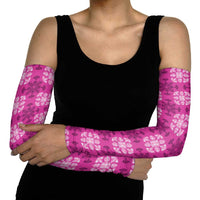 Pink Hawaiian Quilt Arm Sleeves Hawaii Pineapple Monstera Palaka Motifs - Polynesian Pride