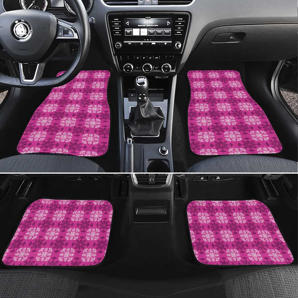 Pink Hawaiian Quilt Car Mats Hawaii Pineapple Monstera Palaka Motifs - Polynesian Pride