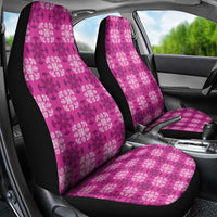 Pink Hawaiian Quilt Car Seat Cover Hawaii Pineapple Monstera Palaka Motifs - Polynesian Pride
