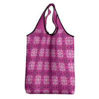 Pink Hawaiian Quilt Grocery Bag Hawaii Pineapple Monstera Palaka Motifs - Polynesian Pride