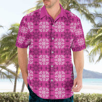 Pink Hawaiian Quilt Hawaiian Shirt Hawaii Pineapple Monstera Palaka Motifs - Polynesian Pride
