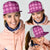 Pink Hawaiian Quilt Mesh Trucker Cap Hawaii Pineapple Monstera Palaka Motifs - Polynesian Pride