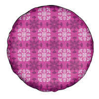 Pink Hawaiian Quilt Spare Tire Cover Hawaii Pineapple Monstera Palaka Motifs - Polynesian Pride