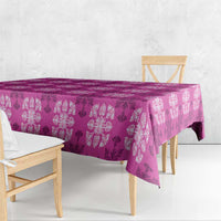 Pink Hawaiian Quilt Tablecloth Hawaii Pineapple Monstera Palaka Motifs - Polynesian Pride