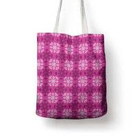 Pink Hawaiian Quilt Tote Bag Hawaii Pineapple Monstera Palaka Motifs - Polynesian Pride
