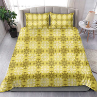 Yellow Hawaiian Quilt Bedding Set Hawaii Pineapple Monstera Palaka Motifs - Polynesian Pride