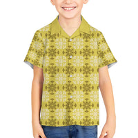 Yellow Hawaiian Quilt Hawaiian Shirt Hawaii Pineapple Monstera Palaka Motifs - Polynesian Pride