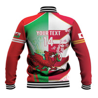 Japan and Wales Rugby Custom Baseball Jacket Brave Blossoms Welsh Dragon Together LT14 - Polynesian Pride