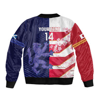 Japan and Scotland Rugby Custom Bomber Jacket Brave Blossoms Scottish Thistle Together LT14 - Polynesian Pride