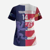 Japan and Scotland Rugby Custom Scrub Top Brave Blossoms Scottish Thistle Together LT14 - Polynesian Pride