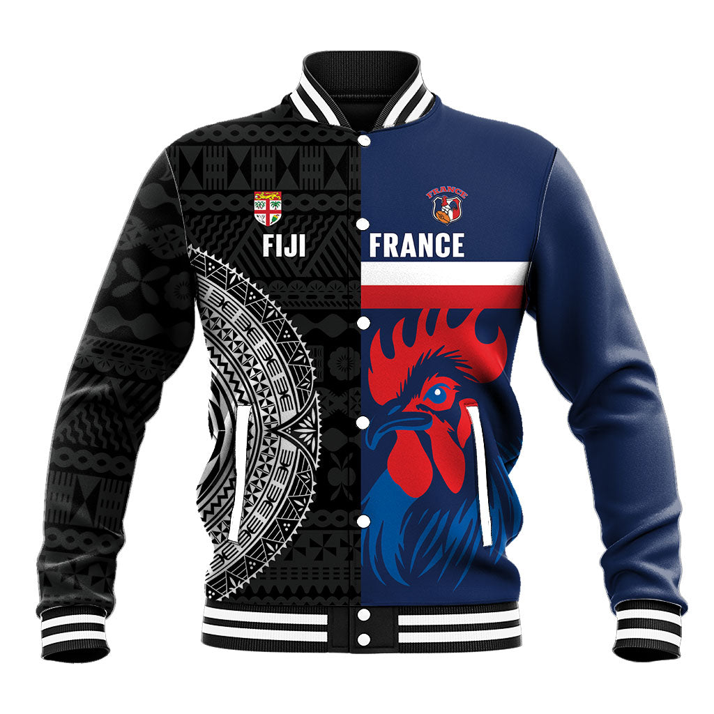 Fiji and France Rugby Custom Baseball Jacket Flying Fijian Les Bleus Together LT14 Unisex Multicolor - Polynesian Pride