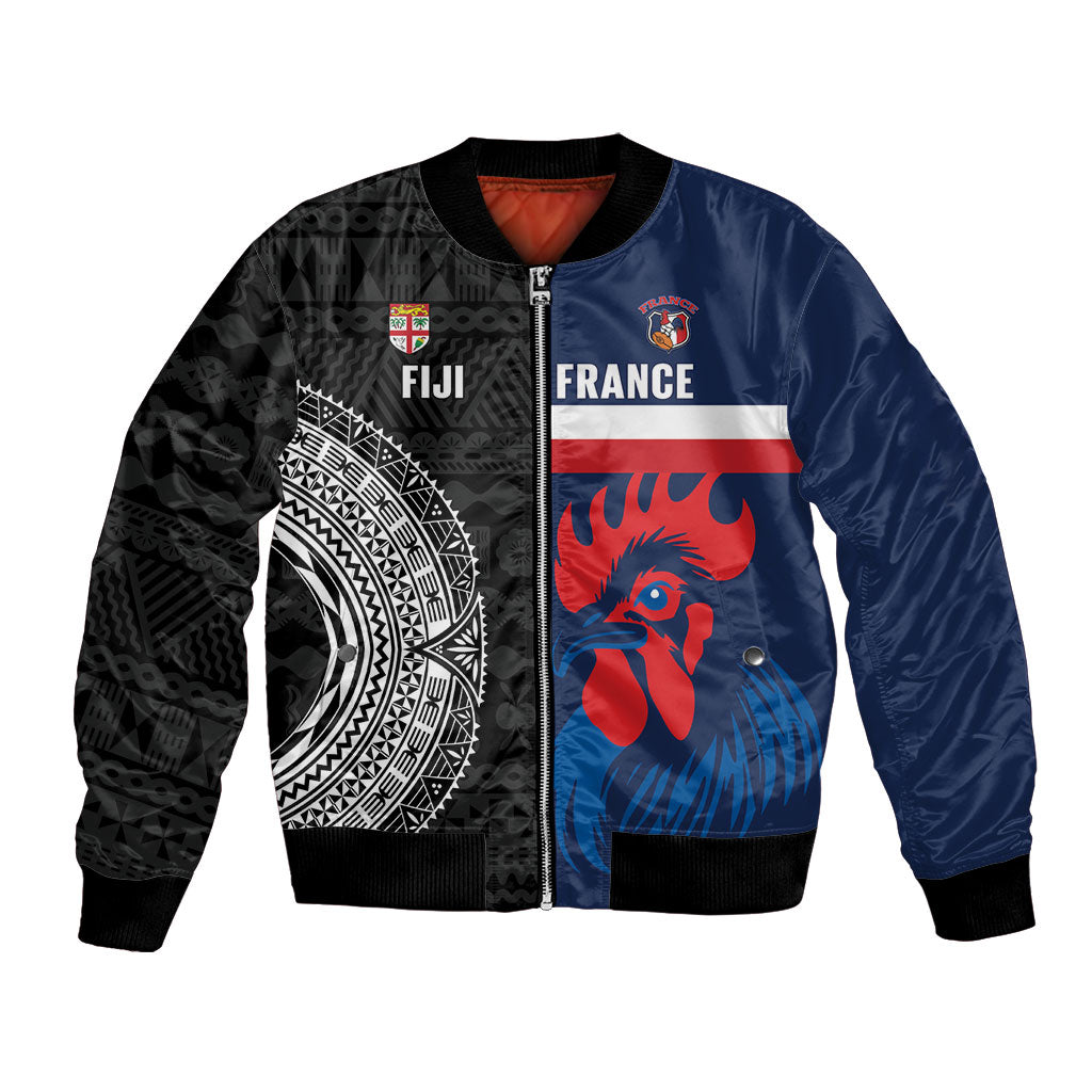 Fiji and France Rugby Custom Bomber Jacket Flying Fijian Les Bleus Together