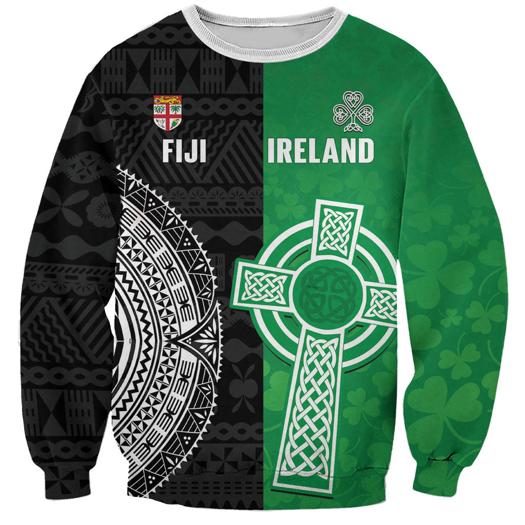 Fiji and Ireland Rugby Custom Sweatshirt Flying Fijian Irish Shamrocks Together LT14 Unisex Multicolor - Polynesian Pride