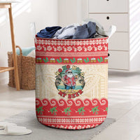 Mele Kalikimaka Hawaii Laundry Basket Funny Beer-Loving Santa Hawaiian Tropical LT14 Red - Polynesian Pride