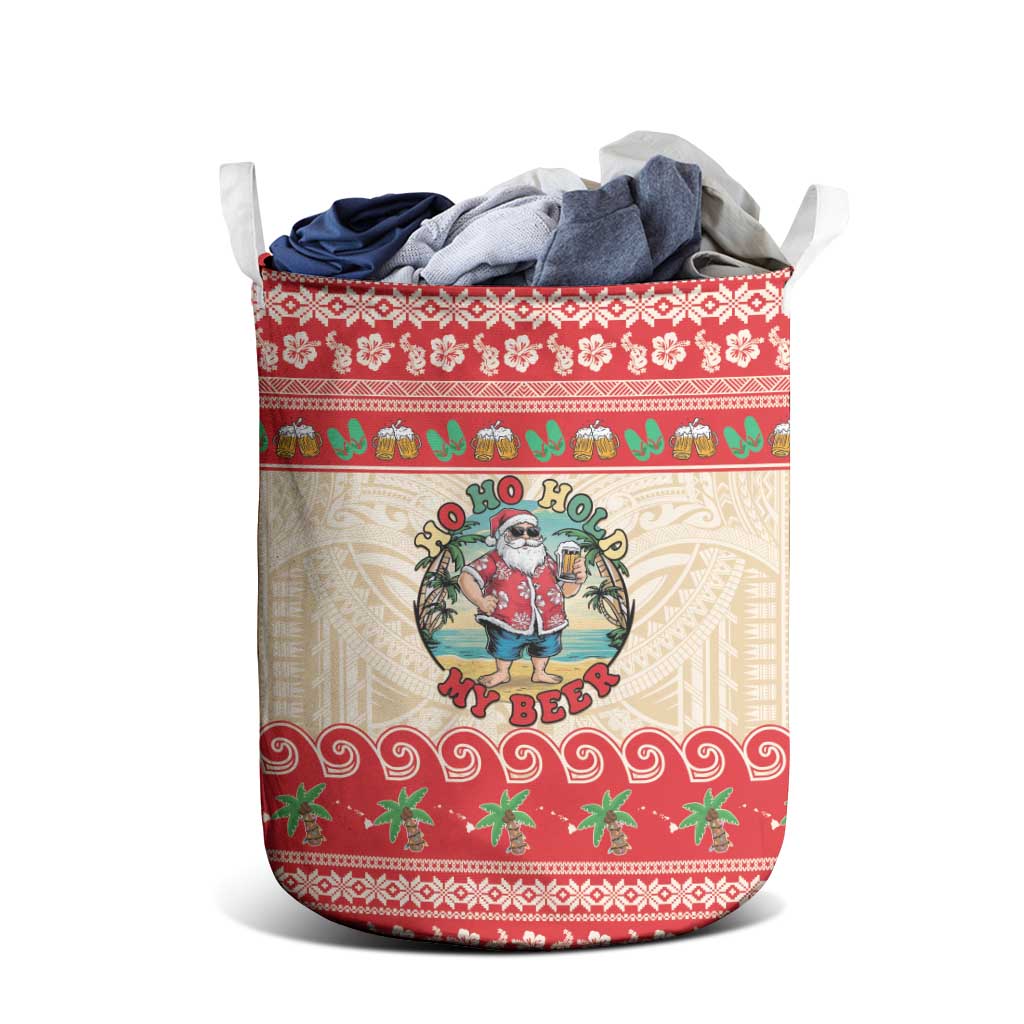 Mele Kalikimaka Hawaii Laundry Basket Funny Beer-Loving Santa Hawaiian Tropical LT14 - Polynesian Pride
