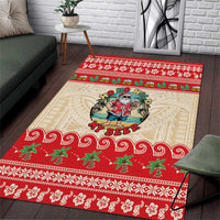 Mele Kalikimaka Hawaii Area Rug Funny Beer-Loving Santa Hawaiian Tropical - Polynesian Pride