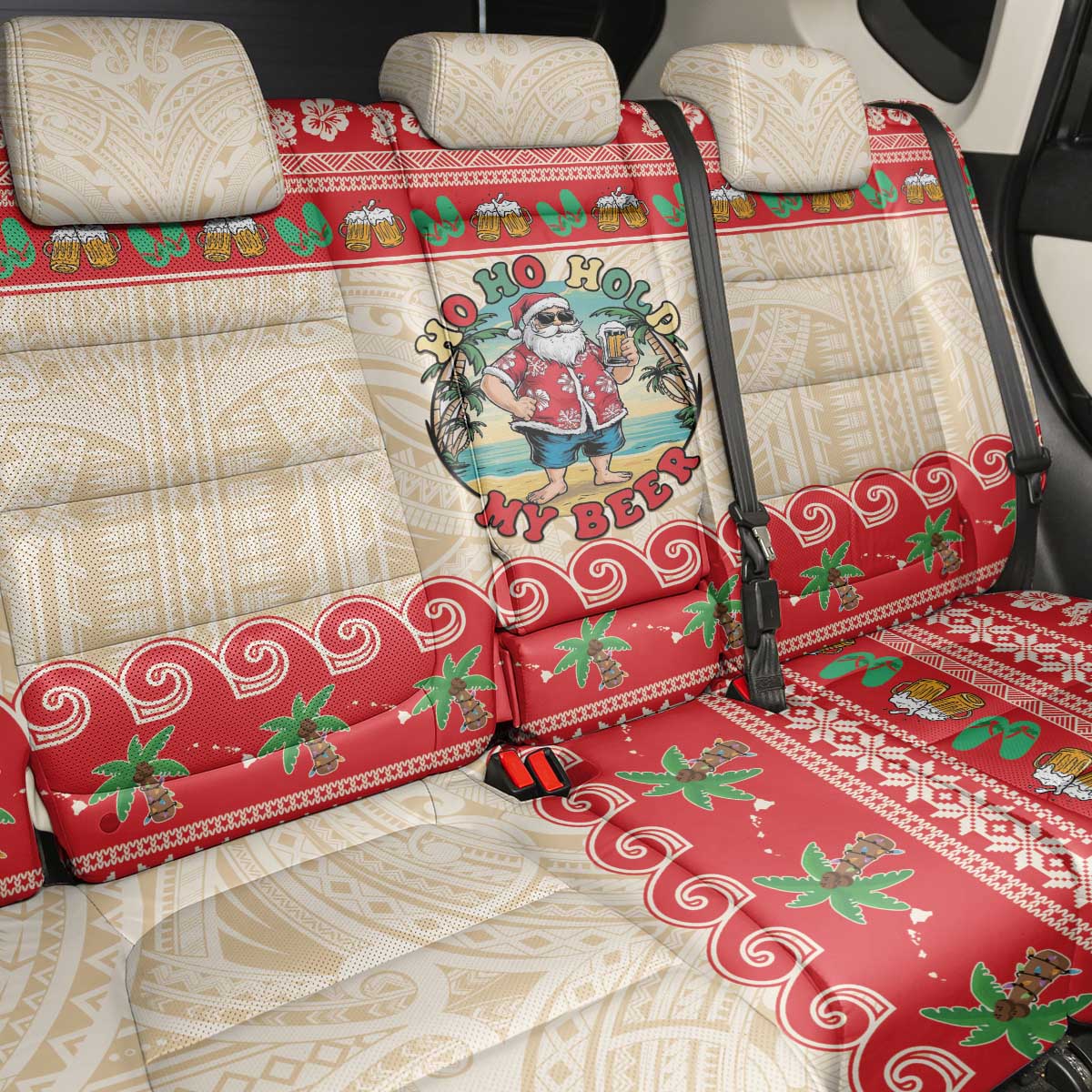Mele Kalikimaka Hawaii Back Car Seat Cover Funny Beer-Loving Santa Hawaiian Tropical LT14 - Polynesian Pride