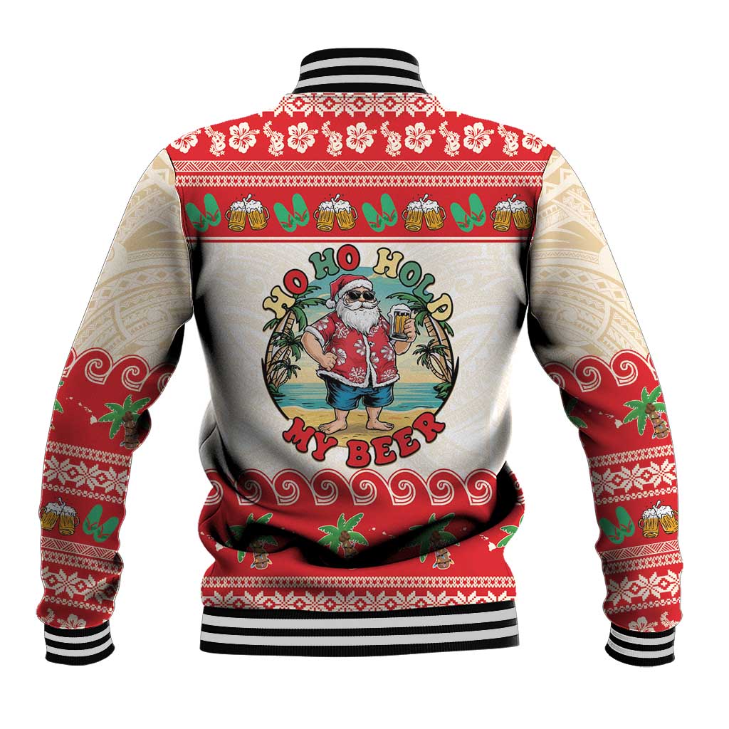 Mele Kalikimaka Hawaii Baseball Jacket Funny Beer-Loving Santa Hawaiian Tropical LT14 - Polynesian Pride