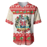 Mele Kalikimaka Hawaii Baseball Jersey Funny Beer-Loving Santa Hawaiian Tropical LT14 Red - Polynesian Pride