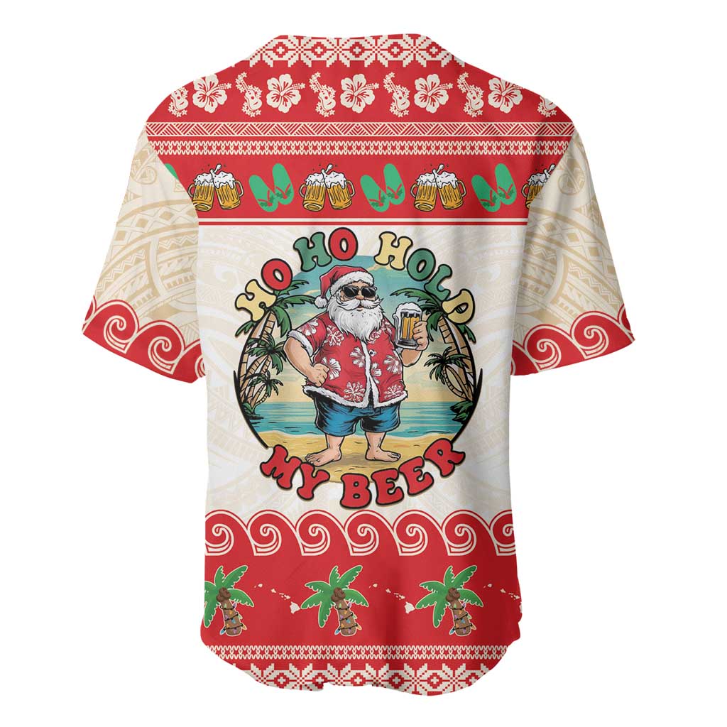 Mele Kalikimaka Hawaii Baseball Jersey Funny Beer-Loving Santa Hawaiian Tropical LT14 - Polynesian Pride