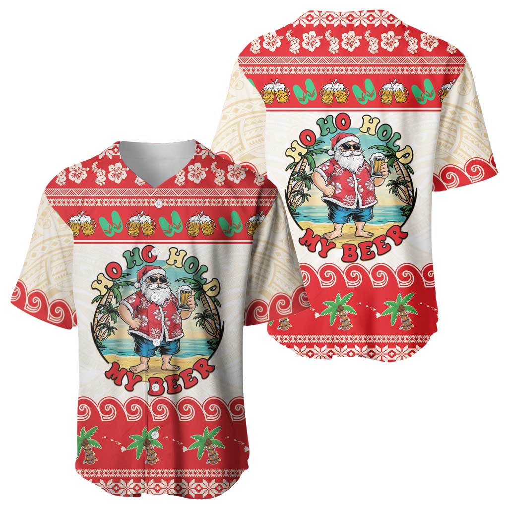 Mele Kalikimaka Hawaii Baseball Jersey Funny Beer-Loving Santa Hawaiian Tropical LT14 - Polynesian Pride