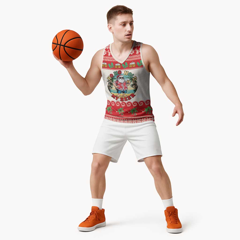 Mele Kalikimaka Hawaii Basketball Jersey Funny Beer-Loving Santa Hawaiian Tropical - Polynesian Pride