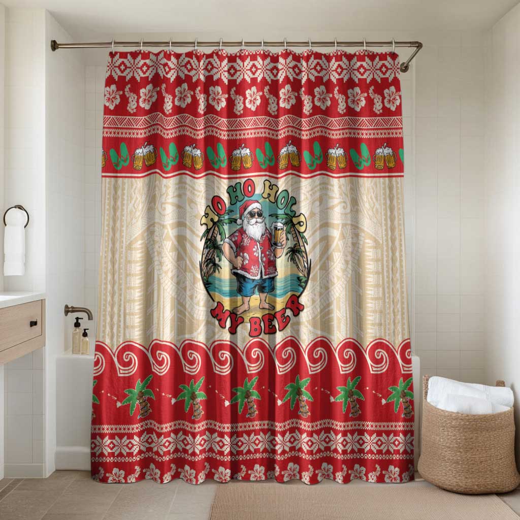 Mele Kalikimaka Hawaii Bathroom Set Funny Beer-Loving Santa Hawaiian Tropical - Polynesian Pride