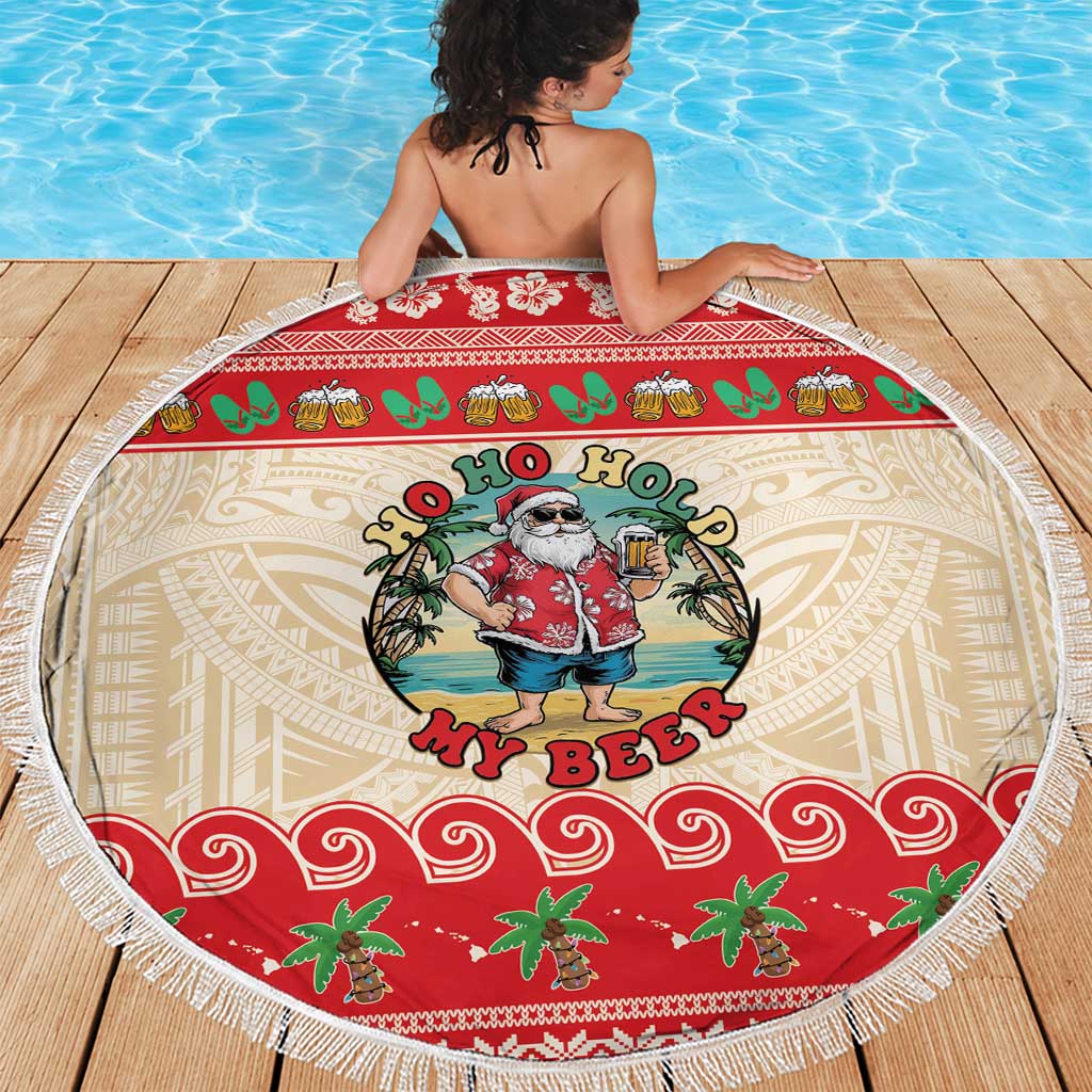 Mele Kalikimaka Hawaii Beach Blanket Funny Beer-Loving Santa Hawaiian Tropical - Polynesian Pride