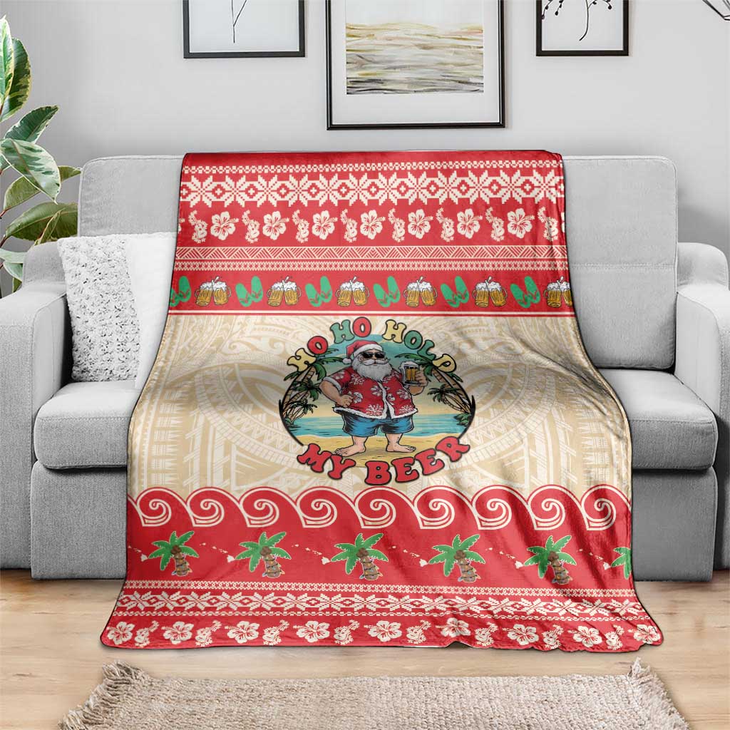 Mele Kalikimaka Hawaii Blanket Funny Beer-Loving Santa Hawaiian Tropical - Polynesian Pride