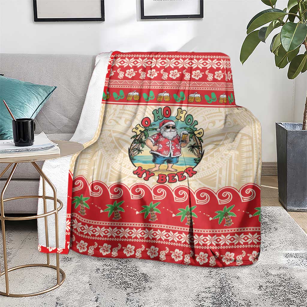 Mele Kalikimaka Hawaii Blanket Funny Beer-Loving Santa Hawaiian Tropical - Polynesian Pride