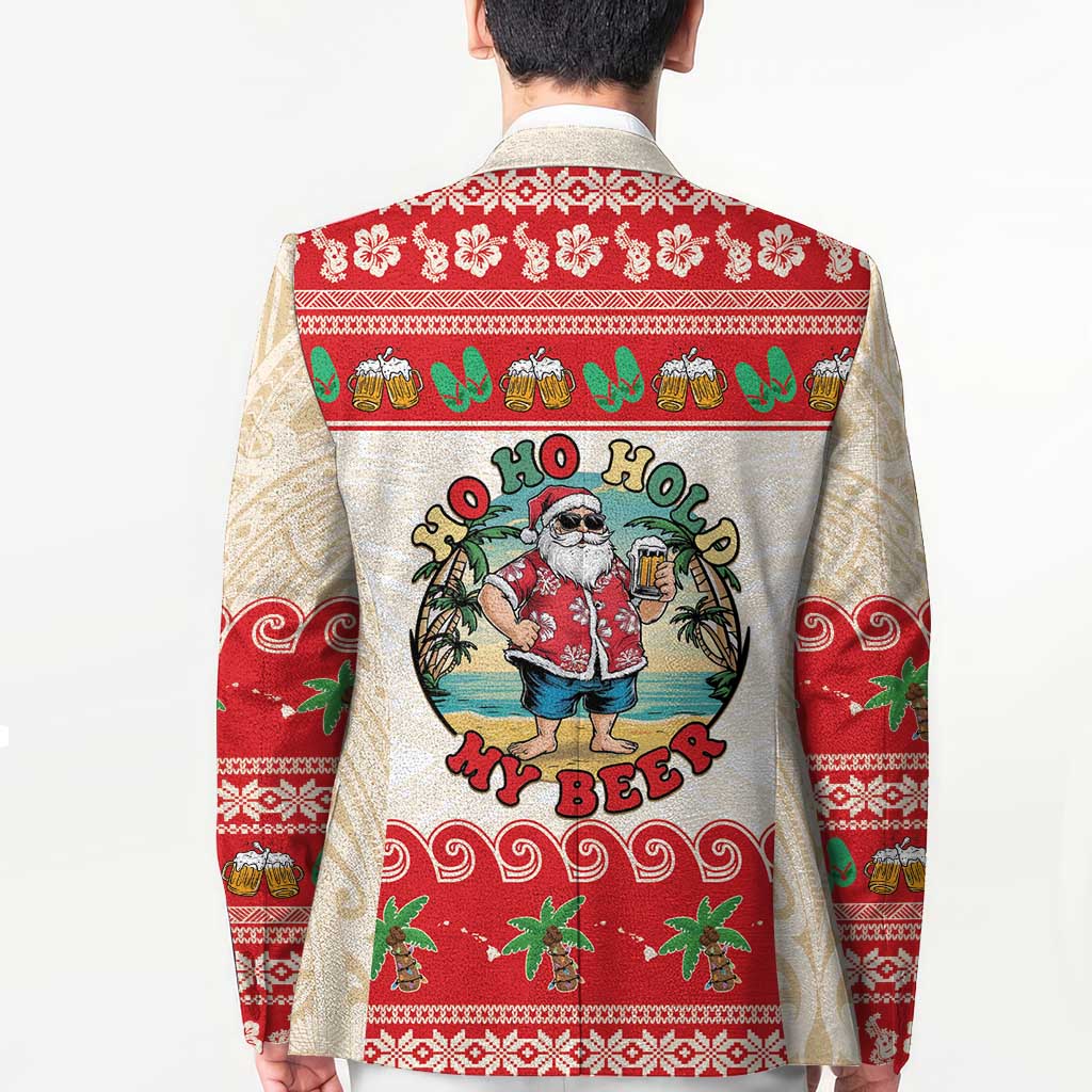 Mele Kalikimaka Hawaii Blazer Funny Beer-Loving Santa Hawaiian Tropical - Polynesian Pride