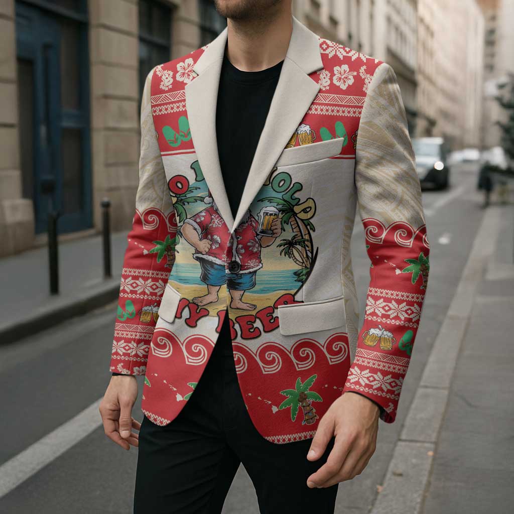 Mele Kalikimaka Hawaii Blazer Funny Beer-Loving Santa Hawaiian Tropical - Polynesian Pride