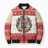 Mele Kalikimaka Hawaii Bomber Puffer Jacket Funny Beer-Loving Santa Hawaiian Tropical LT14 Unisex Red - Polynesian Pride