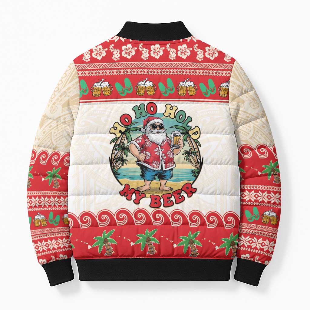 Mele Kalikimaka Hawaii Bomber Puffer Jacket Funny Beer-Loving Santa Hawaiian Tropical LT14 - Polynesian Pride
