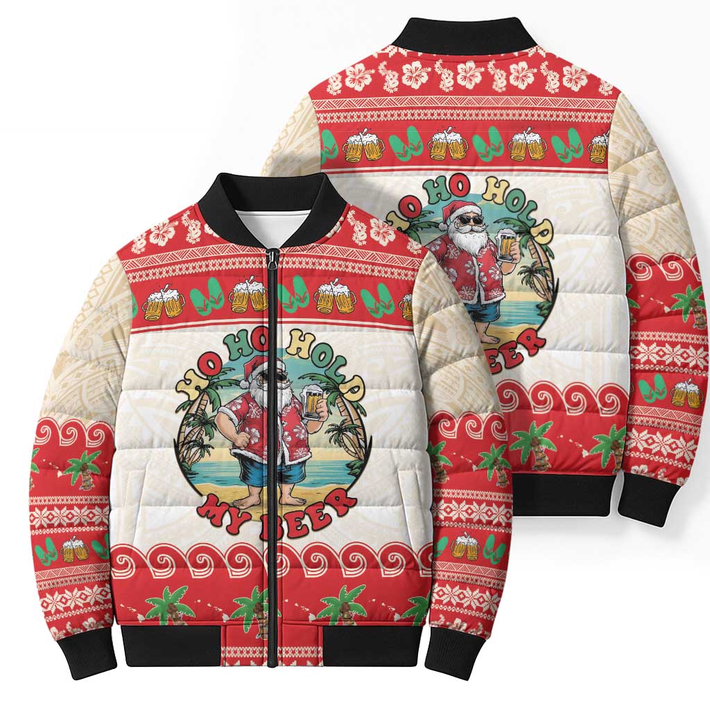 Mele Kalikimaka Hawaii Bomber Puffer Jacket Funny Beer-Loving Santa Hawaiian Tropical LT14 - Polynesian Pride