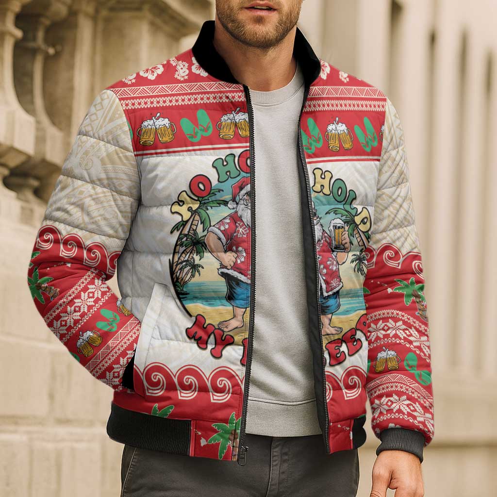 Mele Kalikimaka Hawaii Bomber Puffer Jacket Funny Beer-Loving Santa Hawaiian Tropical LT14 - Polynesian Pride
