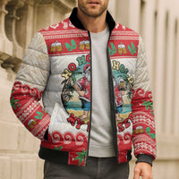 Mele Kalikimaka Hawaii Bomber Puffer Jacket Funny Beer-Loving Santa Hawaiian Tropical LT14 - Polynesian Pride