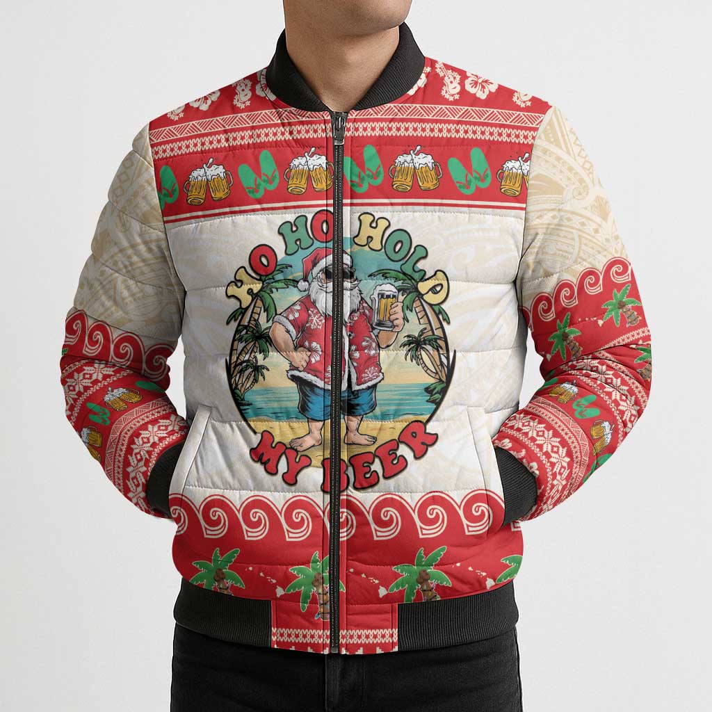 Mele Kalikimaka Hawaii Bomber Puffer Jacket Funny Beer-Loving Santa Hawaiian Tropical LT14 - Polynesian Pride