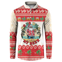 Mele Kalikimaka Hawaii Button Sweatshirt Funny Beer-Loving Santa Hawaiian Tropical LT14 Red - Polynesian Pride