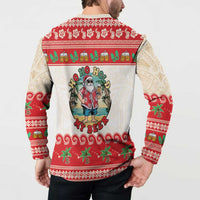 Mele Kalikimaka Hawaii Button Sweatshirt Funny Beer-Loving Santa Hawaiian Tropical LT14 - Polynesian Pride
