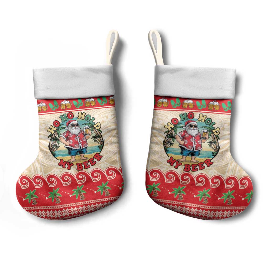 Mele Kalikimaka Hawaii Christmas Stocking Funny Beer-Loving Santa Hawaiian Tropical - Polynesian Pride