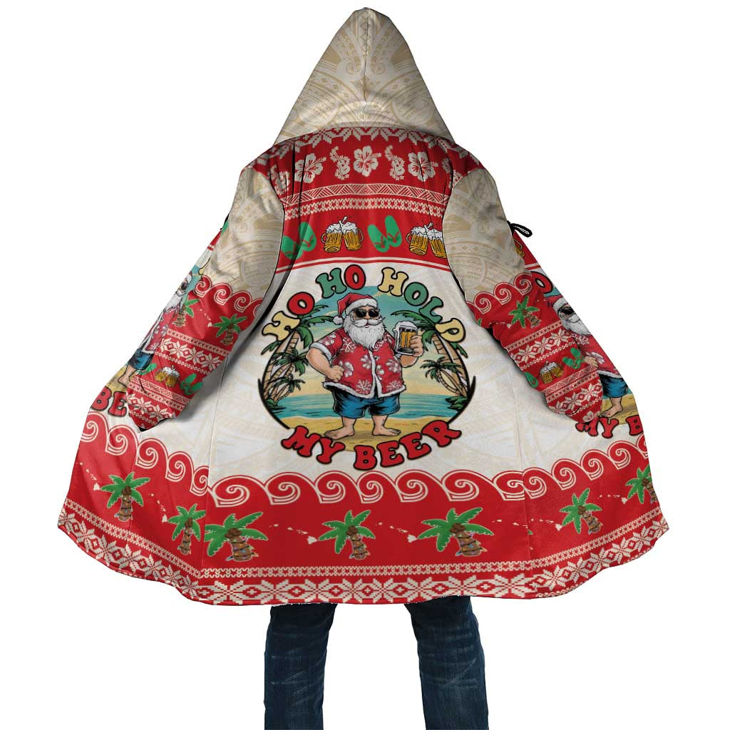 Mele Kalikimaka Hawaii Cloak Funny Beer-Loving Santa Hawaiian Tropical LT14 Unisex Red - Polynesian Pride