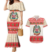 Mele Kalikimaka Hawaii Couples Matching Mermaid Dress and Hawaiian Shirt Funny Beer-Loving Santa Hawaiian Tropical - Polynesian Pride