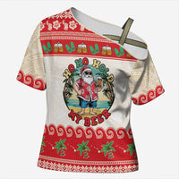 Mele Kalikimaka Hawaii Cross Shoulder Shirt Funny Beer-Loving Santa Hawaiian Tropical - Polynesian Pride