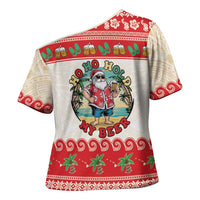 Mele Kalikimaka Hawaii Cross Shoulder Shirt Funny Beer-Loving Santa Hawaiian Tropical - Polynesian Pride