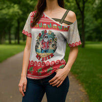 Mele Kalikimaka Hawaii Cross Shoulder Shirt Funny Beer-Loving Santa Hawaiian Tropical - Polynesian Pride