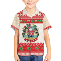 Mele Kalikimaka Hawaii Family Matching Long Sleeve Bodycon Dress and Hawaiian Shirt Funny Beer-Loving Santa Hawaiian Tropical - Polynesian Pride