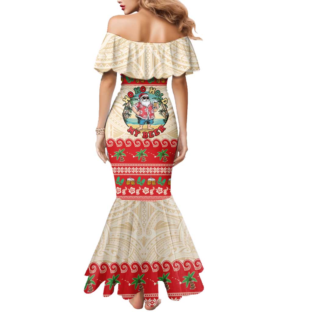 Mele Kalikimaka Hawaii Family Matching Mermaid Dress and Hawaiian Shirt Funny Beer-Loving Santa Hawaiian Tropical - Polynesian Pride