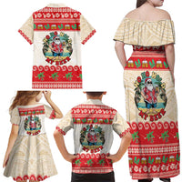 Mele Kalikimaka Hawaii Family Matching Off Shoulder Maxi Dress and Hawaiian Shirt Funny Beer-Loving Santa Hawaiian Tropical - Polynesian Pride